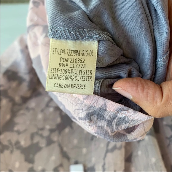 Lovestitch Pink Grey Floral Swiss Dot‎ Maxi Shift Dress Medium V Neck - Picture 9 of 12